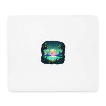 Pixel Art Style Landschaft am Meer - Mousepad (Querformat) - Weiß - Vorne