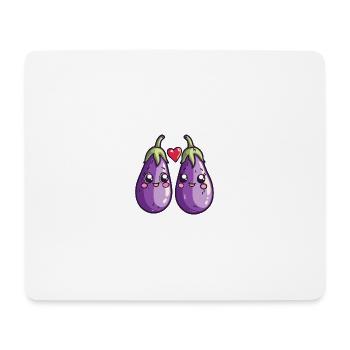 Aubergine Couple Amour Coeur Saint Valentin - Tapis de souris (format paysage) - blanc - Devant