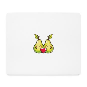 Poire Couple Amour Coeur Bande Dessinée - Tapis de souris (format paysage) - blanc - Devant