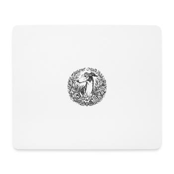 Galgoportrait im floralen Kranz - Mousepad (Querformat) - Weiß - Vorne
