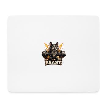 Beast Bulldog Kraftheben - Mousepad (Querformat) - Weiß - Vorne