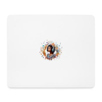 Girl with headphones listening to music 1 - Mouse Pad (horizontal) - white - Front