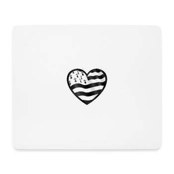 Tshirt bzh drapeau breton dans un coeur, - Tapis de souris (format paysage) - blanc - Devant