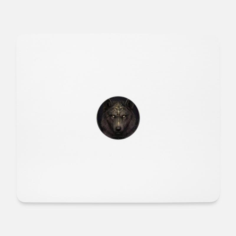 Wolf - Mousepad (Querformat) - Weiß