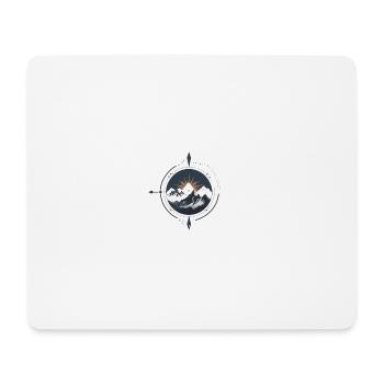 Kompass mit Bergen fürs Wandern - Mousepad (Querformat) - Weiß - Vorne