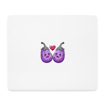 Aubergine Couple Amour Coeur Bande Dessinée - Tapis de souris (format paysage) - blanc - Devant