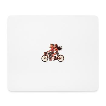 Two girls ride tandem - Mouse Pad (horizontal) - white - Front