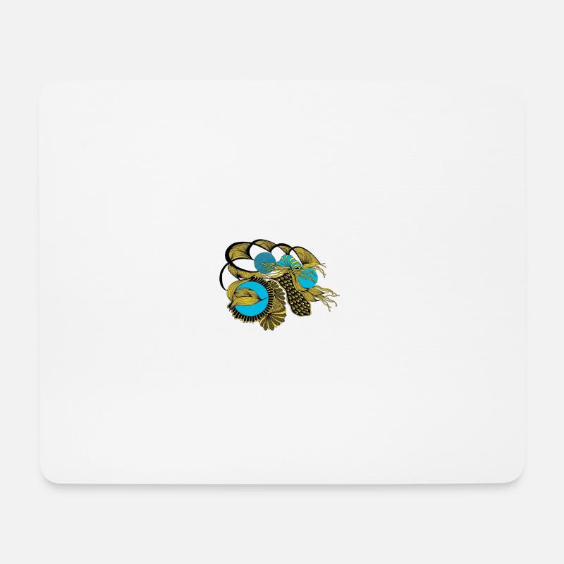 Golden Koi with Blue Circles - Mouse Pad (horizontal) - white