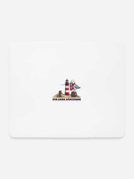 Leuchtturm Möwe mit Schal - Mousepad (Querformat) - Weiß