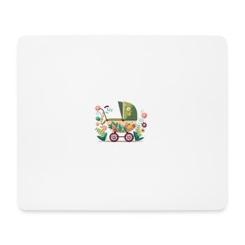 Blumiger Kinderwagen 1 - Mousepad (Querformat) - Weiß - Vorne