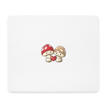 Champignons Couple Amour Coeur Saint Valentin - Tapis de souris (format paysage) - blanc - Devant