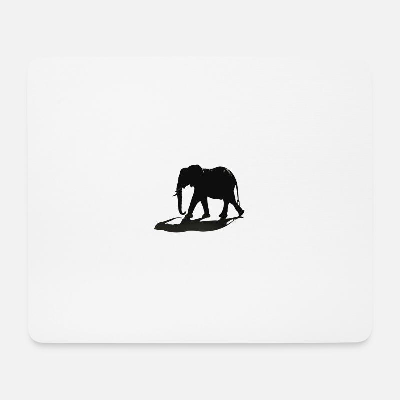 Elefanten-Silhouette - Mousepad (Querformat) - Weiß