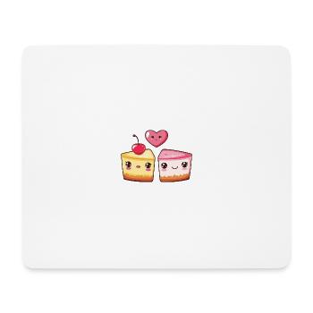 Cheesecake Couple Love Cake Heart Comic - Mouse Pad (horizontal) - white - Front
