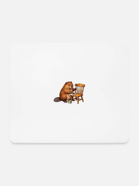 Biber restauriert einen Holzstuhl - Mousepad (Querformat) - Weiß