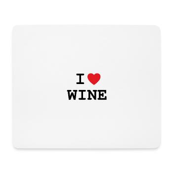 I love wine - T-shirt with heart - Mouse Pad (horizontal) - white - Front