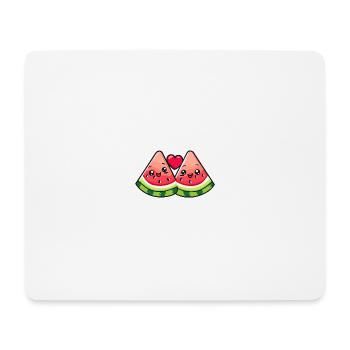 Couple de pastèque amour coeur Saint-Valentin - Tapis de souris (format paysage) - blanc - Devant