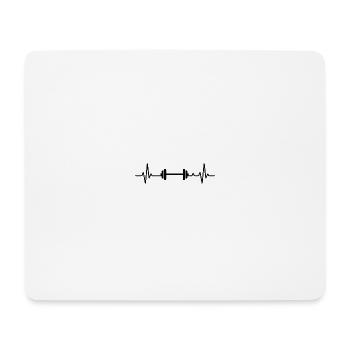 Heartbeat-Design mit Hantel - Mousepad (Querformat) - Weiß - Vorne