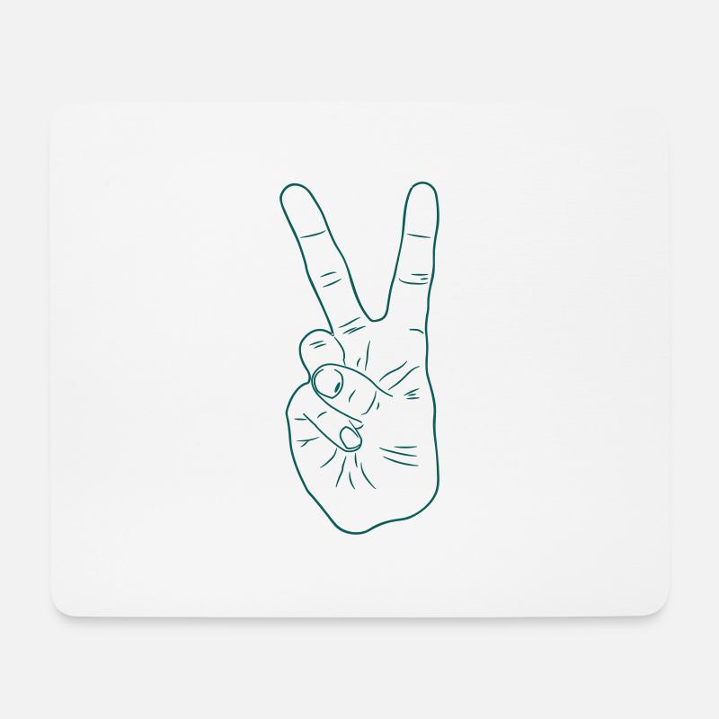 Peace Hand - Mousepad (Querformat) - Weiß