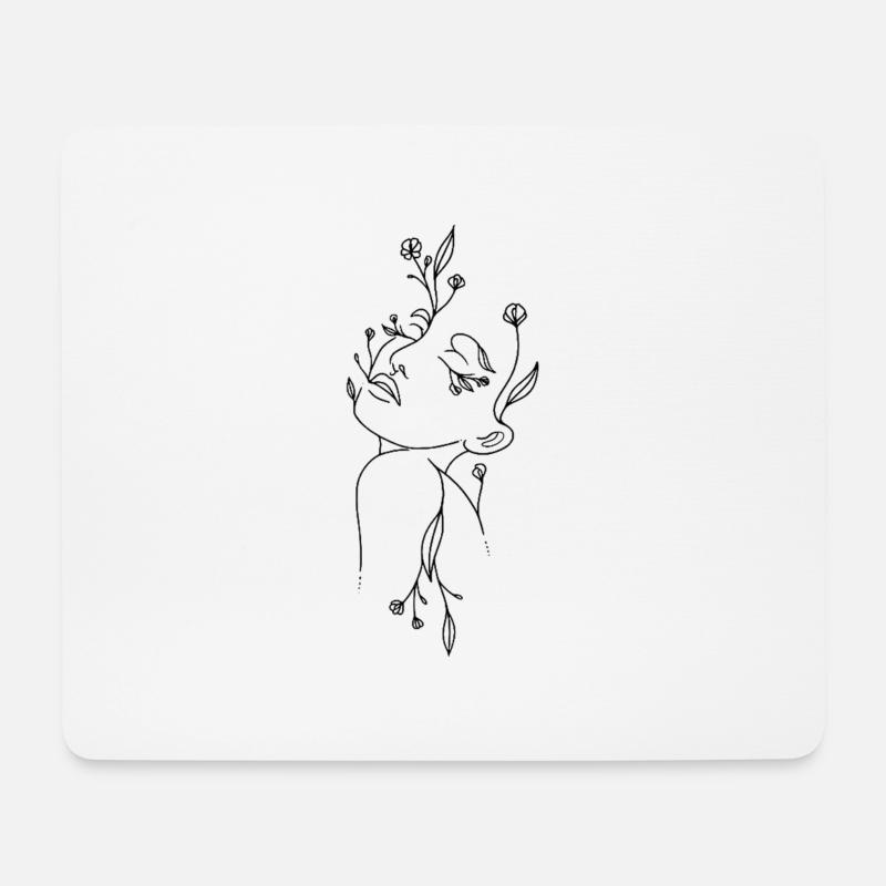 abstrakte kunst, blumen gesicht - Mousepad (Querformat) - Weiß