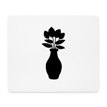 Outline silhouette beautiful tulips - Mouse Pad (horizontal) - white - Front