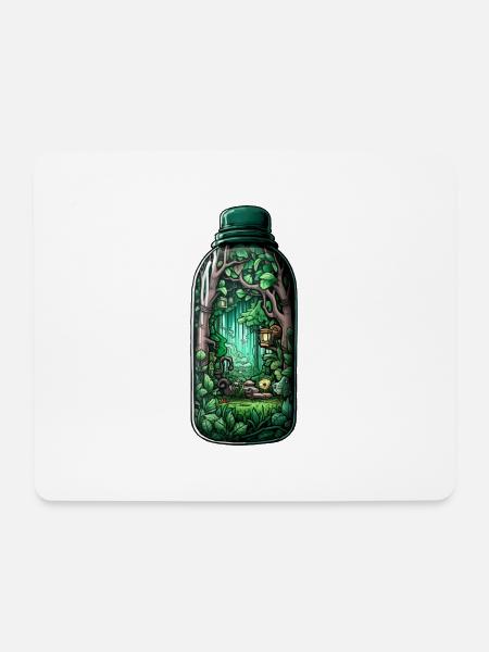 Dschungel Flasche Zeichnung - Mousepad (Querformat) - Weiß