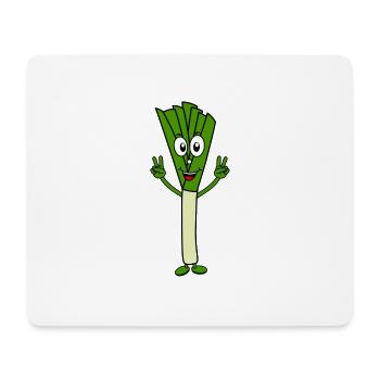 Funny leek Victory Sign vegetable fitness green - Mouse Pad (horizontal) - white - Front