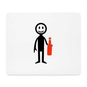 Beer Drinking Stick Figure - Mouse Pad (horizontal) - white - Front