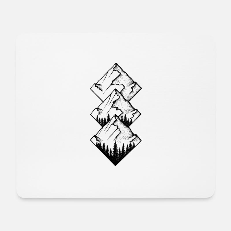 Geometrisches Bergdesign (schwarz) - Mousepad (Querformat) - Weiß