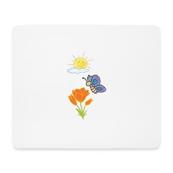 Fleurs Papillon - Tapis de souris (format paysage) - blanc - Devant