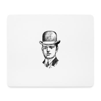 Gentleman avec melon en noir - Tapis de souris (format paysage) - blanc - Devant