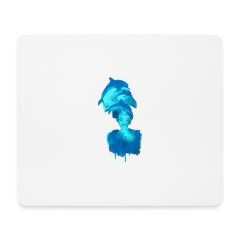 delfin, harmonie, femme, aquarelle, peinture, poisson - Tapis de souris (format paysage) - blanc - Devant