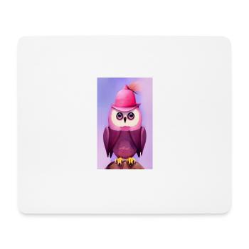 Eule mit Hut - Mousepad (Querformat) - Weiß - Vorne