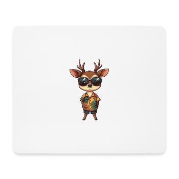 Hirsch Comic Cool Sommer - Mousepad (Querformat) - Weiß - Vorne