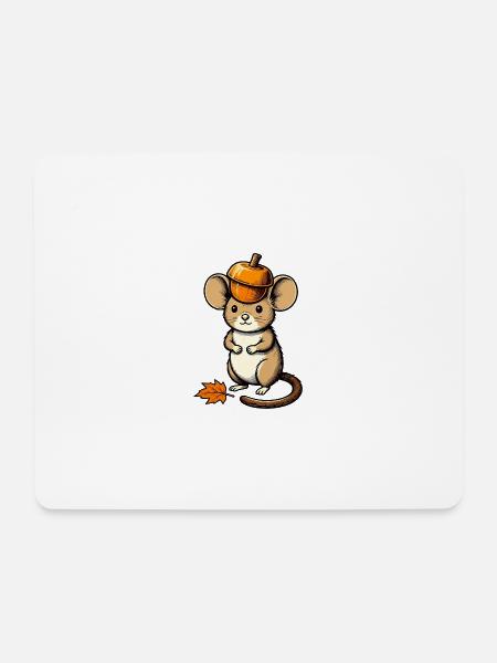 Waldmaus im Eichelhut - Mousepad (Querformat) - Weiß