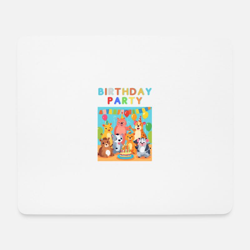 Geburtstagsfeier der Tiere - Mousepad (Querformat) - Weiß