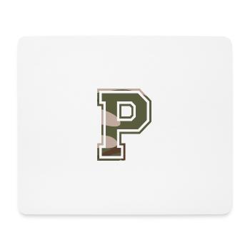 P, Monogram, Camouflage Green-Brown - Mouse Pad (horizontal) - white - Front