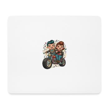 Comic Bike Duo Abenteuer - Mousepad (Querformat) - Weiß - Vorne