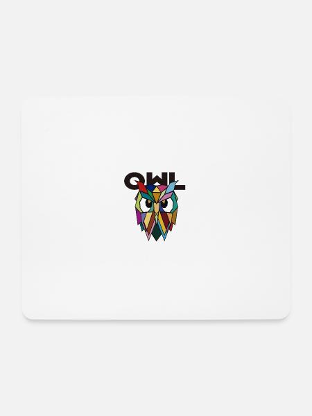Mehrfarbige geometrische Eule - Mousepad (Querformat) - Weiß