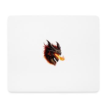 Feuerdrache Flammendes Haupt - Mousepad (Querformat) - Weiß - Vorne