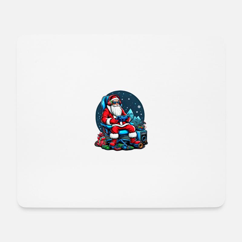 Cooler Gaming-Weihnachtsmann mit Kopfhörern Weihnachtskunst - Mousepad (Querformat) - Weiß
