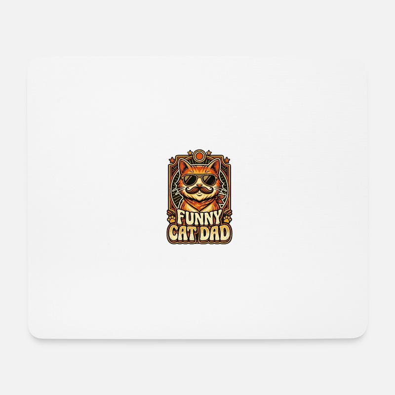 Lustiger Katzenpapa Retro Vintage-Stil - Mousepad (Querformat) - Weiß