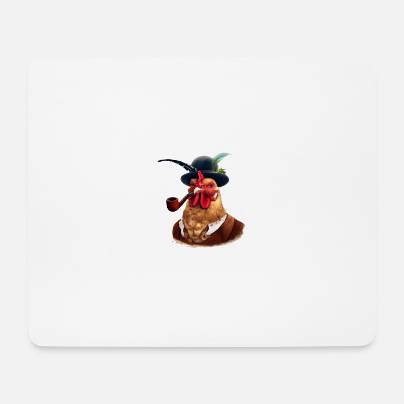 Hahn - Mousepad (Querformat) - Weiß
