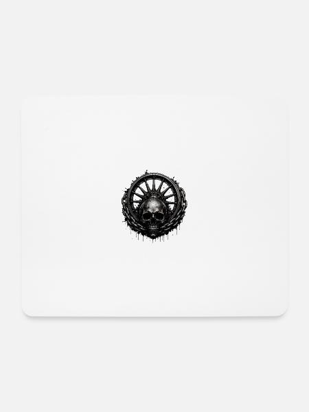 Markantes Dark-Motiv mit Totenkopf, massiver Kette - Mousepad (Querformat) - Weiß