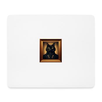 Portrait of a black cat in a golden frame - Mouse Pad (horizontal) - white - Front
