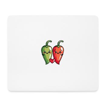 Chilli Paar Liebe Herz Lustig - Mousepad (Querformat) - Weiß - Vorne