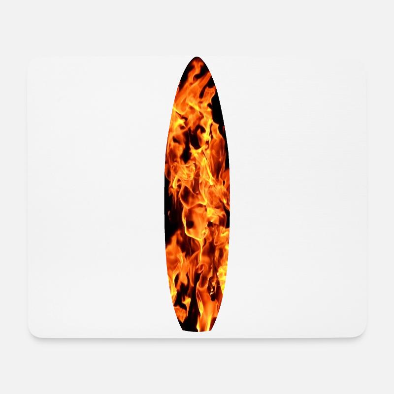 Surfboard in Flammen - Mousepad (Querformat) - Weiß