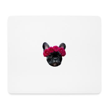 Französische Bulldogge / French Bulldog Flower - Mouse Pad (horizontal) - white - Front