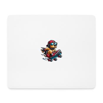 Cool dog rides skateboard - Mouse Pad (horizontal) - white - Front