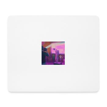 Man with a tv camera films a humanoid cat dancing - Mouse Pad (horizontal) - white - Front