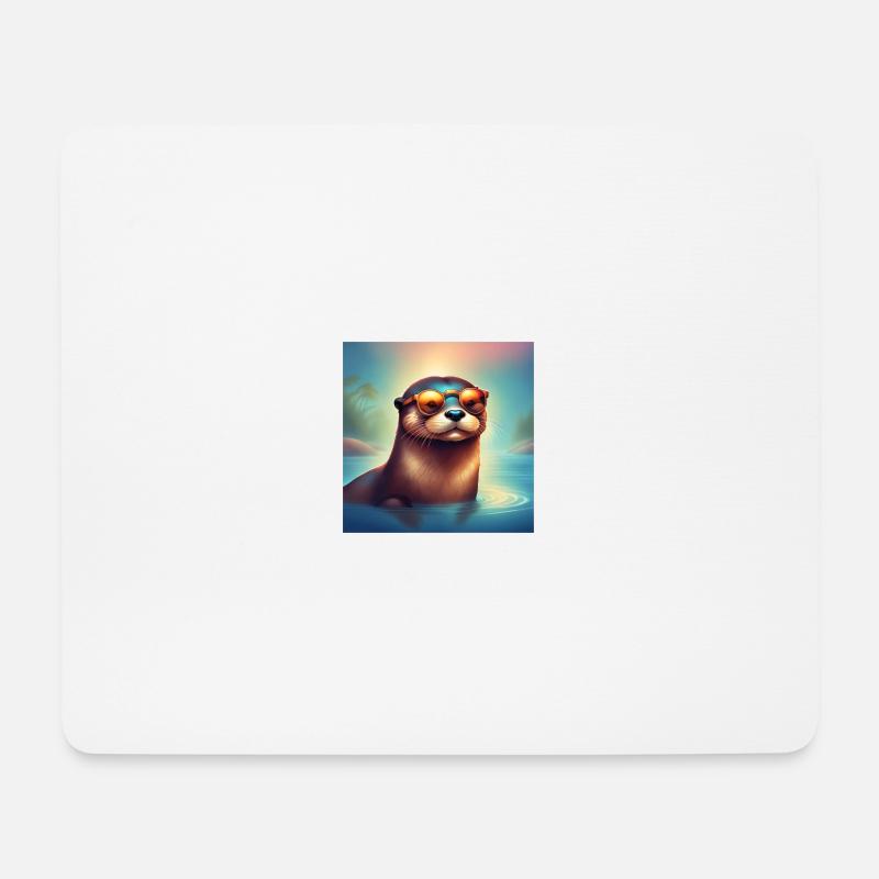 Sunny Otter - Mousepad (Querformat) - Weiß